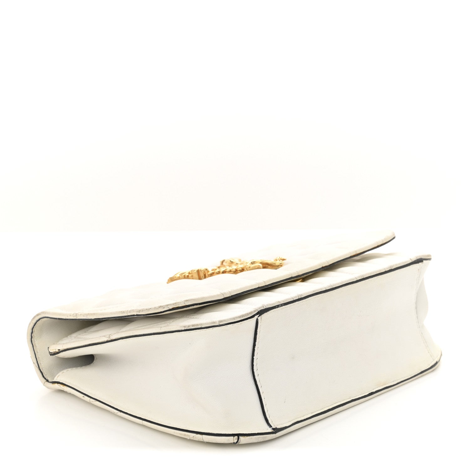 Versace Nappa Quilted Virtus Top Handle Shoulder Bag White 4 of 13