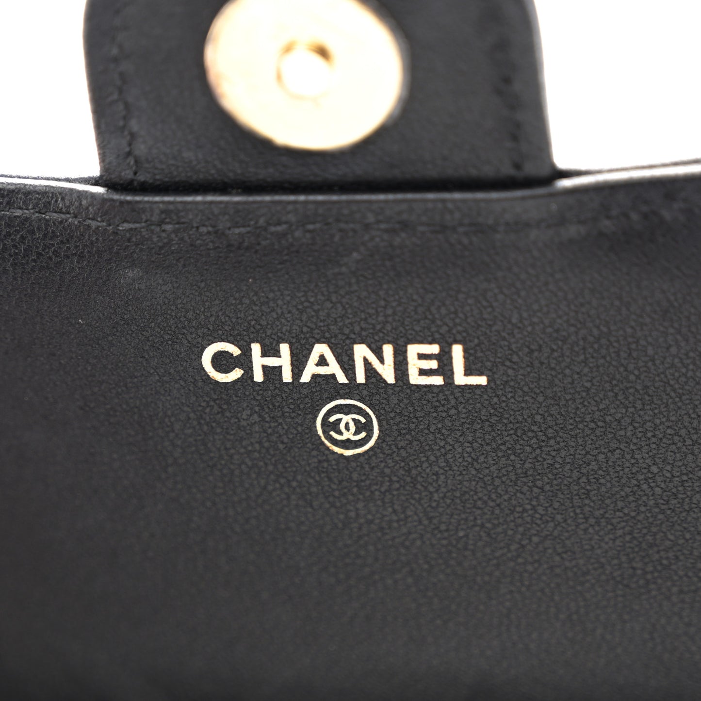 Lambskin Quilted Flap Phone Holder With Chain Black