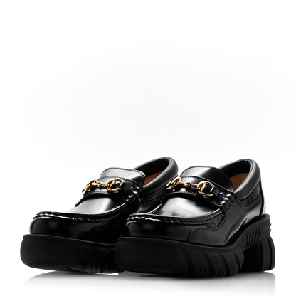 Gucci Magnum Calfskin Nappa Samoa Womens Horsebit Platform Chunky Lug Sole 40mm Loafers 35.5 Black 3 of 9