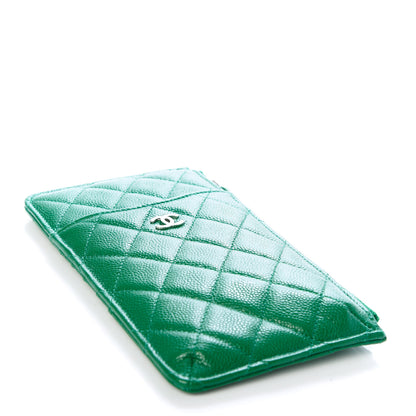 Chanel Caviar Quilted Classic Flat Wallet Pouch Green 4 of 7