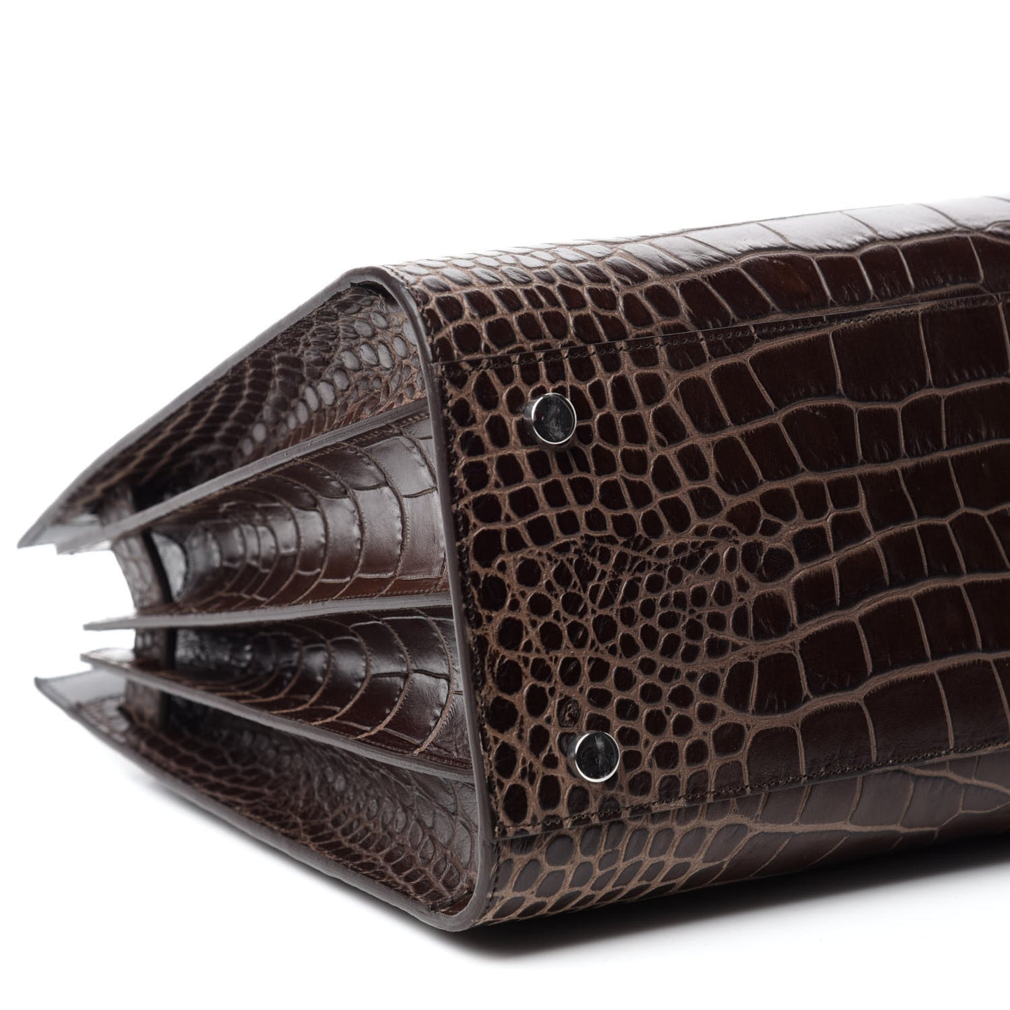 Calfskin Crocodile Embossed Small Sac De Jour Brown