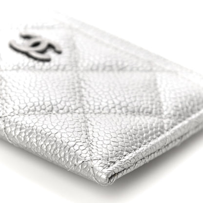 Chanel Metallic Caviar Quilted Card Holder Silver 11 of 11