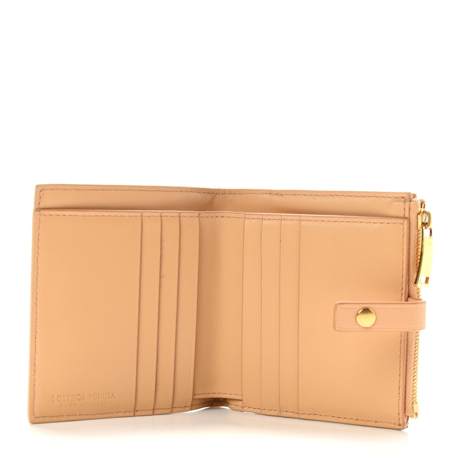Nappa Intrecciato French Compact Wallet Beige