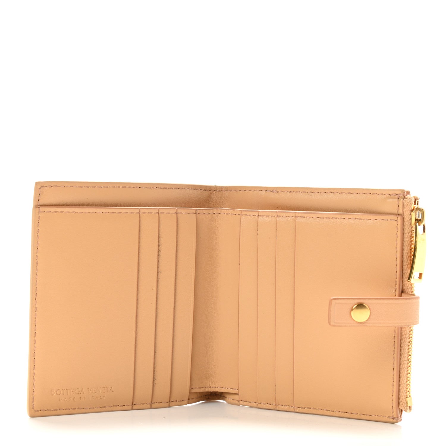 Bottega Veneta Nappa Intrecciato French Compact Wallet Beige 5 of 6