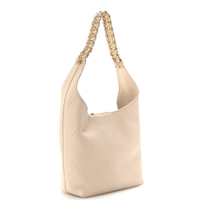 Chanel Shiny Lambskin Quilted Small Hobo Beige 3 of 11