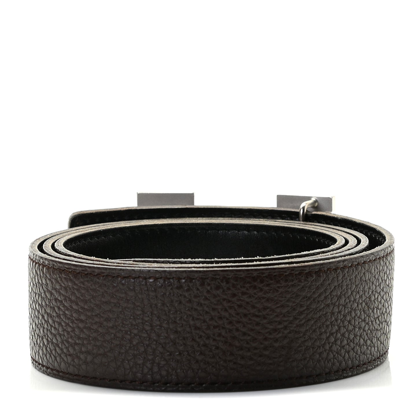 Togo Box 32mm Strie H Belt 90 Black Chocolate