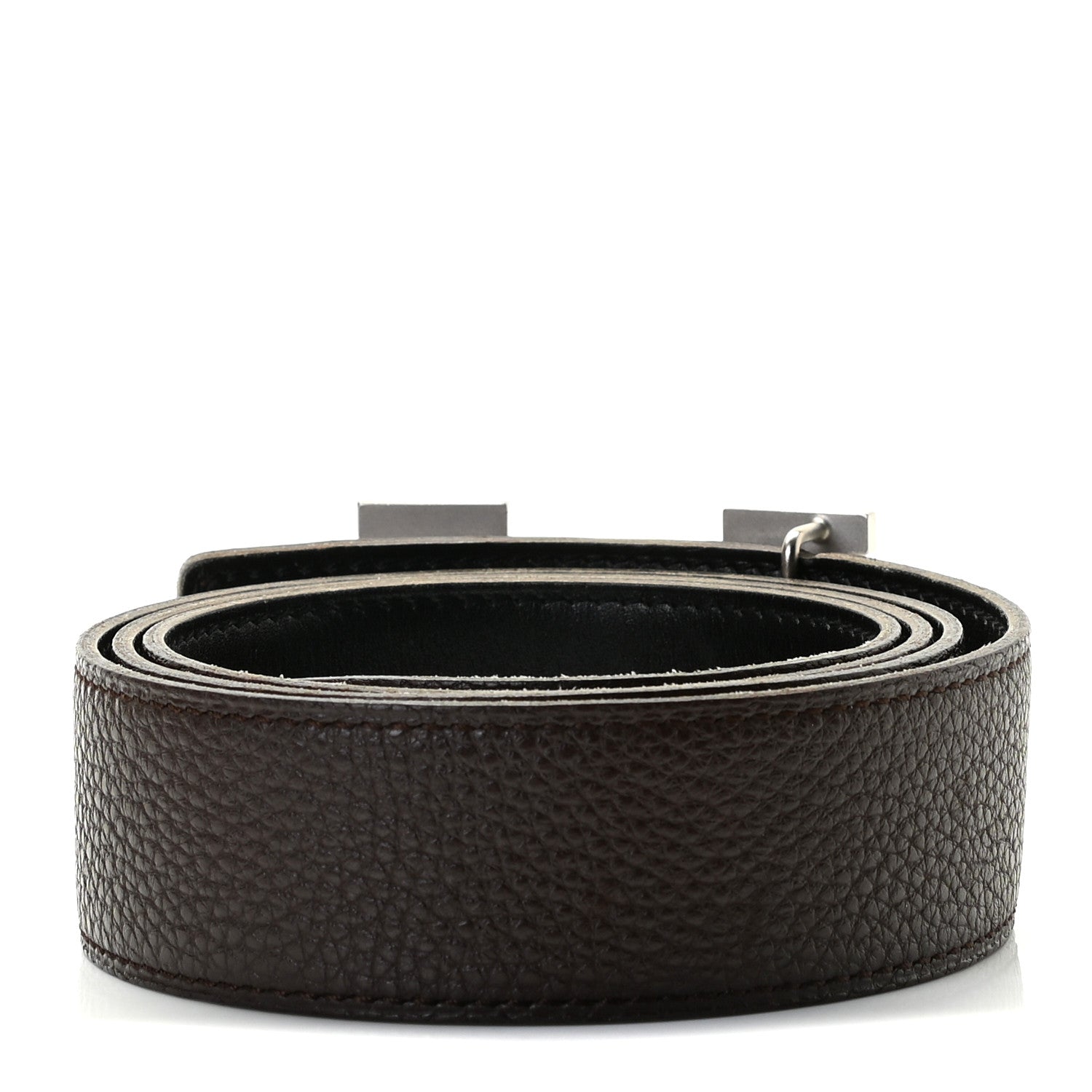 Hermes Togo Box 32mm Strie H Belt 90 Black Chocolate 2 of 5
