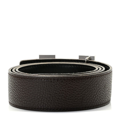 Hermes Togo Box 32mm Strie H Belt 90 Black Chocolate 2 of 5