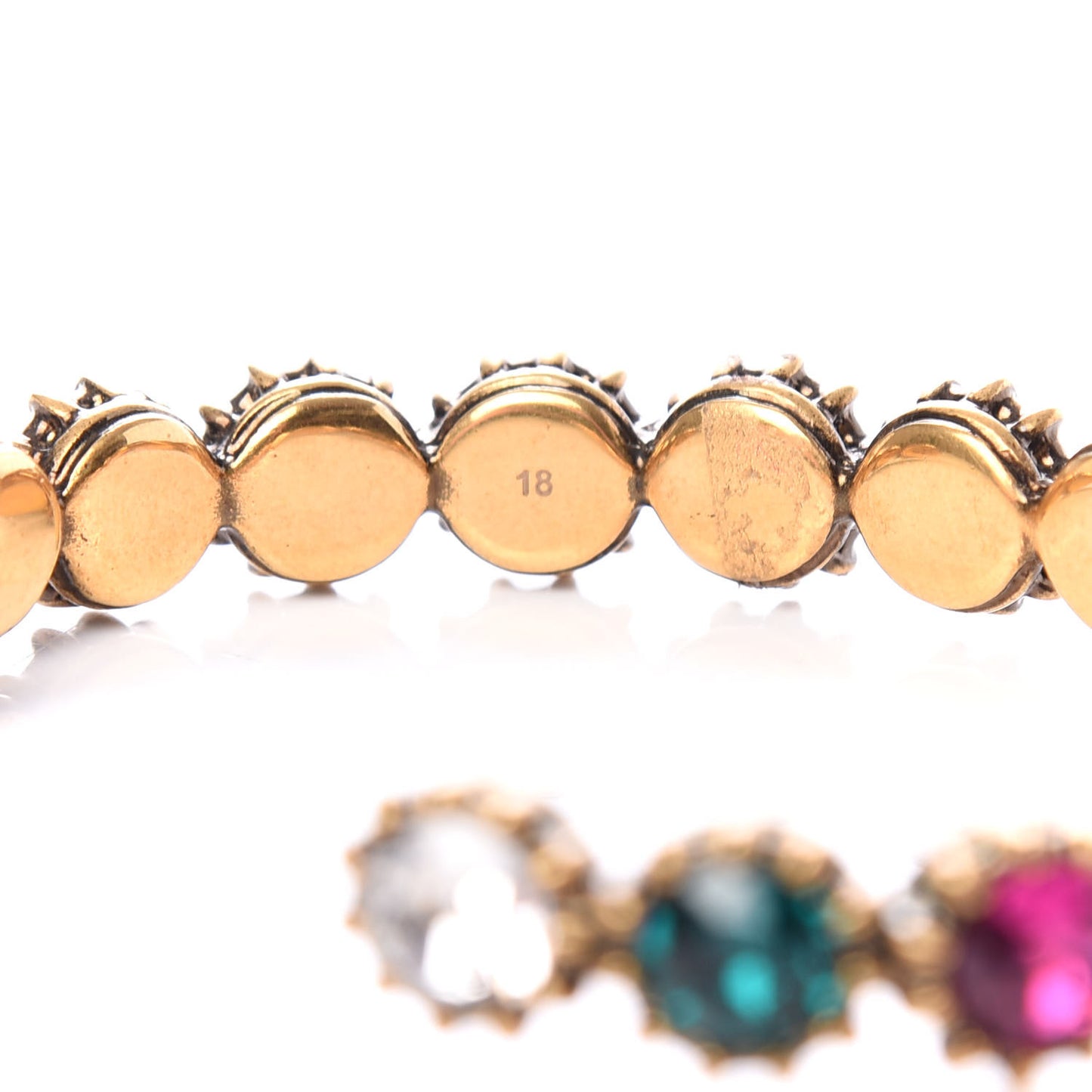 Metal Crystal Feline Cuff 18 Aged Gold Multicolor
