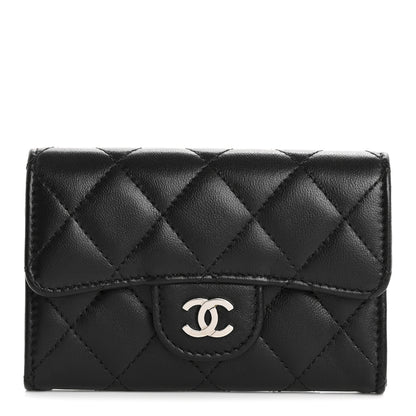 Chanel Lambskin Quilted Flap Card Holder Wallet Black 1 of 12