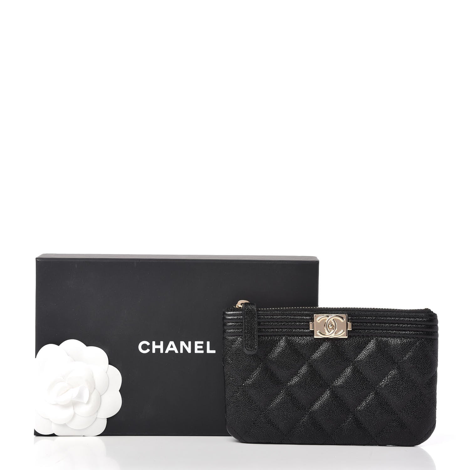 Chanel Caviar Quilted Zipped Boy Pouch Black 8 of 8
