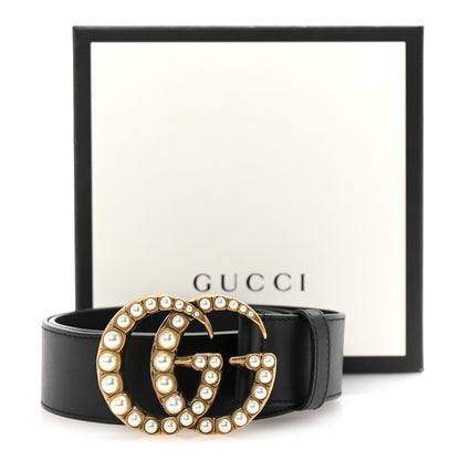 Gucci Moon Calfskin Pearl Double G 40mm Belt 80 32 Black Cream 6 of 6