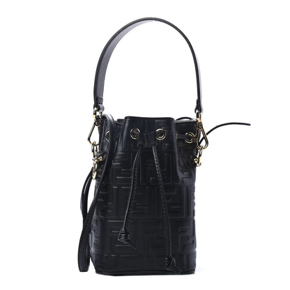 Fendi Vitello Liberty F is Fendi FF 1974 Embossed Mini Mon Tresor Bucket Bag Black 1 of 4
