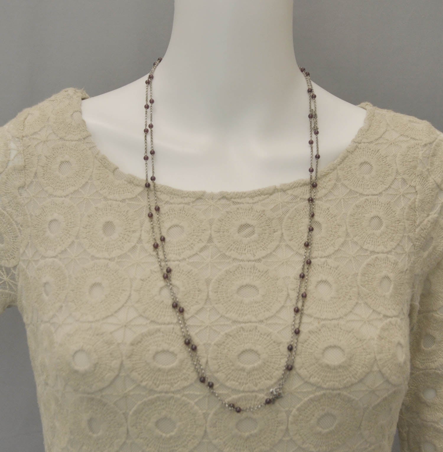 David Yurman Sterling Silver Garnet Bead Chain Necklace 2 of 4