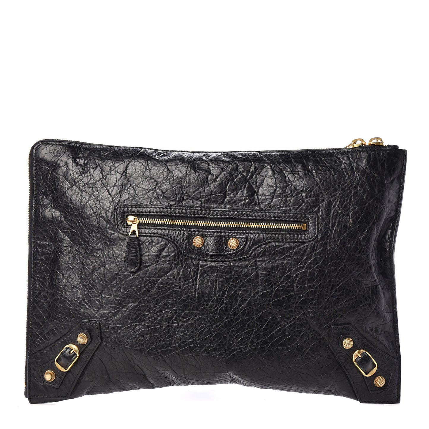 Agneau Giant 12 Gold Hardware Pouch Clutch Black