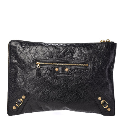 Balenciaga Agneau Giant 12 Gold Hardware Pouch Clutch Black 1 of 9