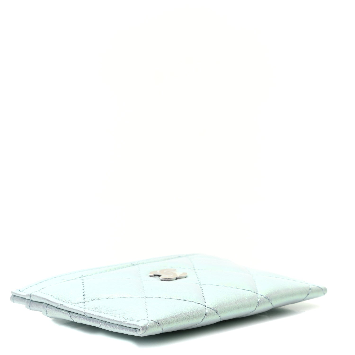Chanel Iridescent Calfskin Quilted Card Holder Light Blue 4 of 10