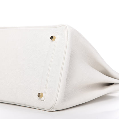 Hermes Taurillon Clemence Birkin 35 White 7 of 11