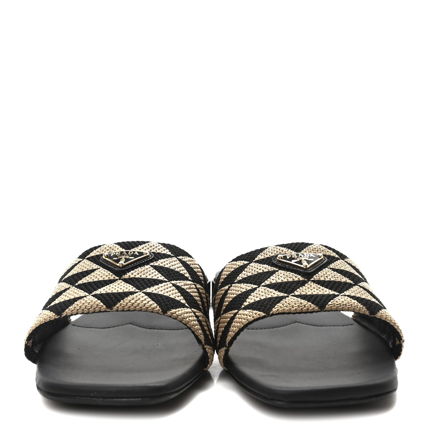 Jacquard Trianglolo Symbole Embroidered Triangle 10mm Slide Sandals 40 Black Corda