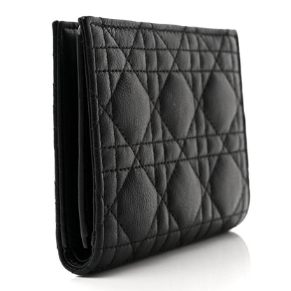 Christian Dior Supple Calfskin Cannage Caro Slim Wallet Black 3 of 9
