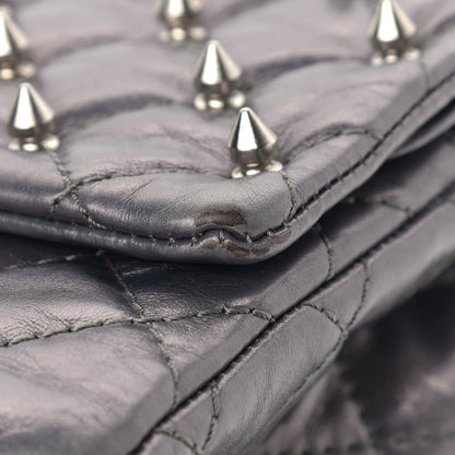 Chanel Metallic Aged Calfskin Quilted Studded 2.55 Reissue 226 Flap Dark Silver 10 of 15