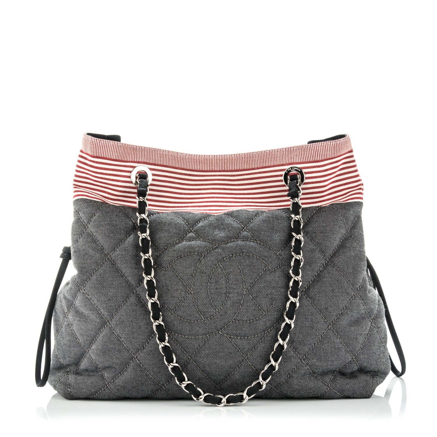 Chanel Grosgrain Denim Quilted Drawstring Tote Blue 1 of 7