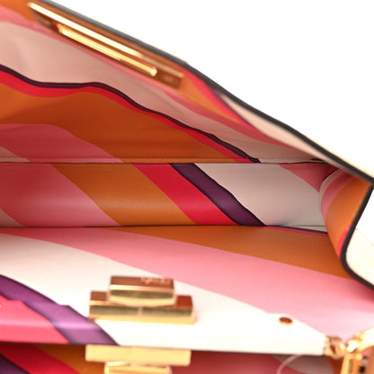 Fendi Vitello Seta Nappa FF Striped Embossed Medium Peekaboo I SEE U Satchel Miele Scuro Multicolor 6 of 16