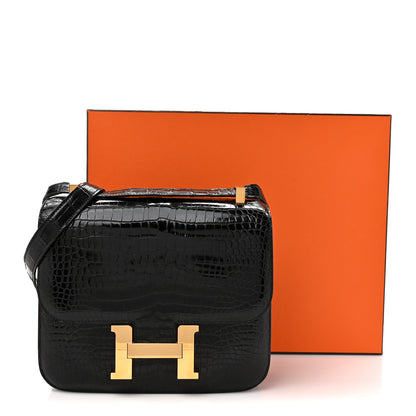 Hermes Shiny Porosus Crocodile Constance 24 Black 13 of 13
