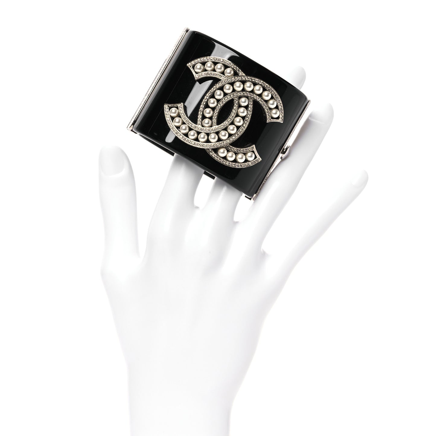 Resin Crystal Pearl CC Cuff Black