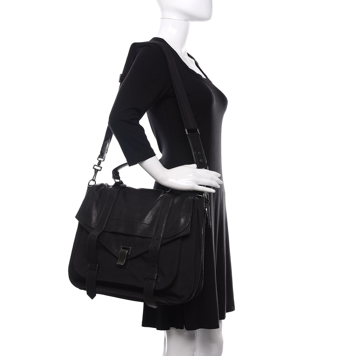 Lambskin Nylon Extra Large PS1 Satchel Black