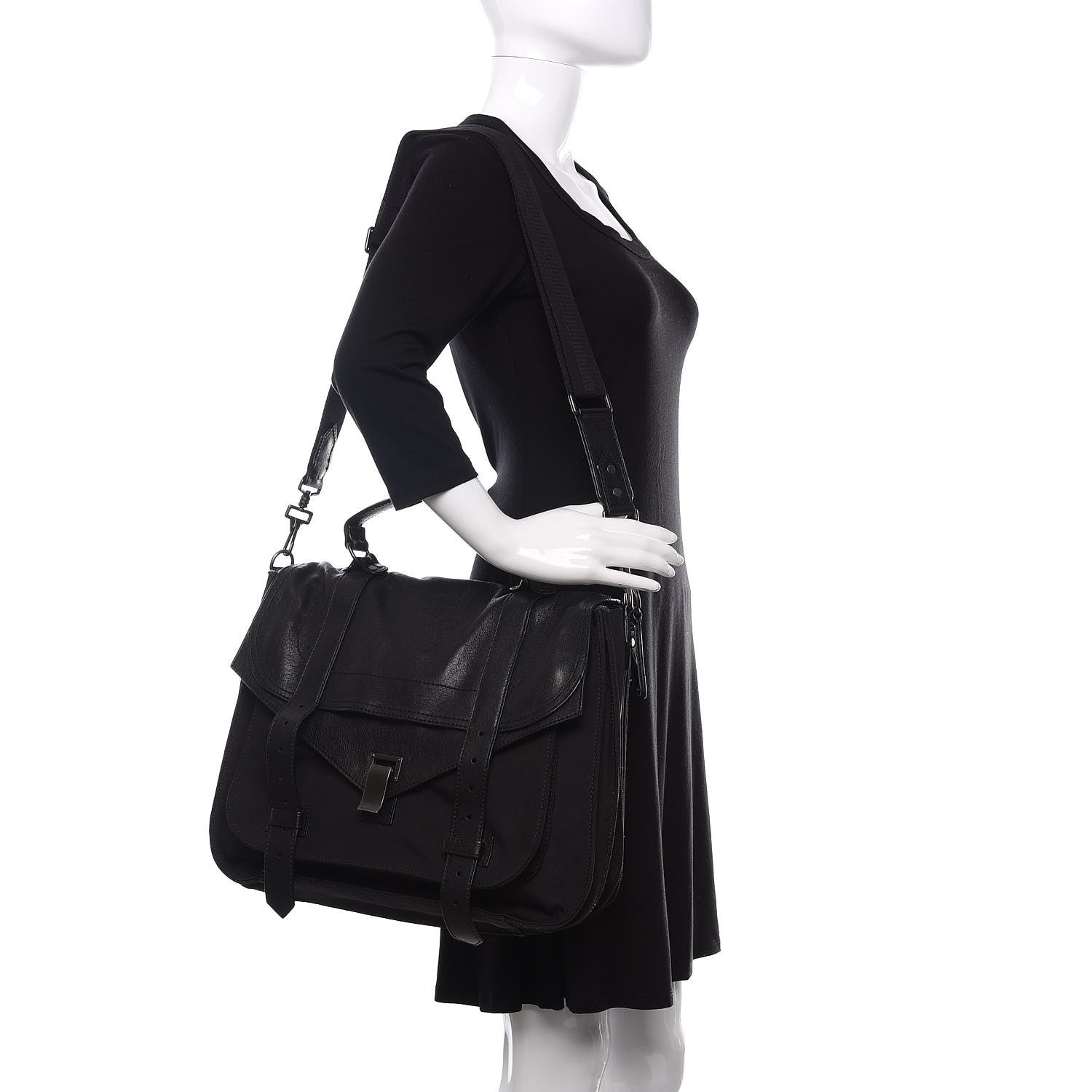 Proenza Schouler Lambskin Nylon Extra Large PS1 Satchel Black 2 of 12