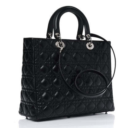 Christian Dior Lambskin Cannage Large Lady Dior Black 2 of 5