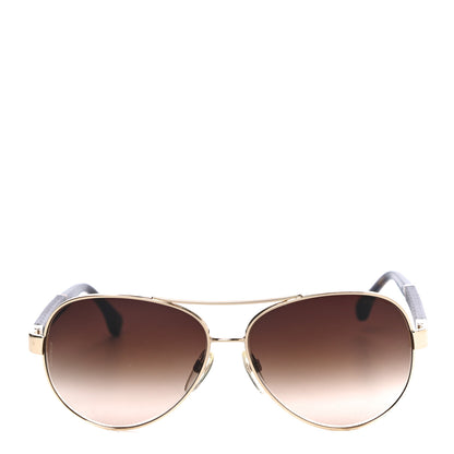 Chanel Lambskin Quilted CC Aviator Sunglasses 4195 Brown Gold 4 of 7