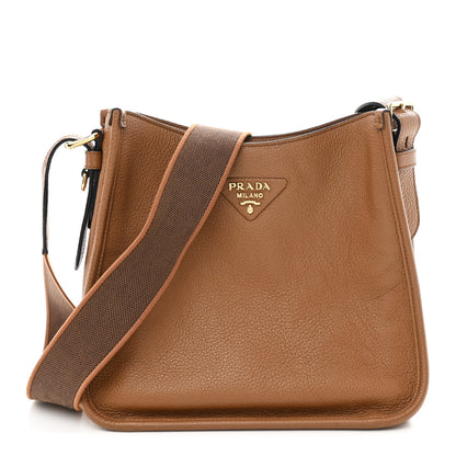 Prada Vitello Daino Soft Hobo Messenger Bag Caramel 1 of 9