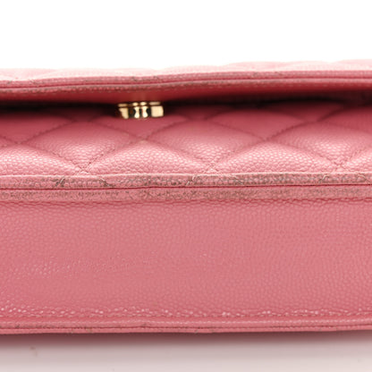 Chanel Shiny Caviar Quilted Wallet On Chain WOC Pink 11 of 11