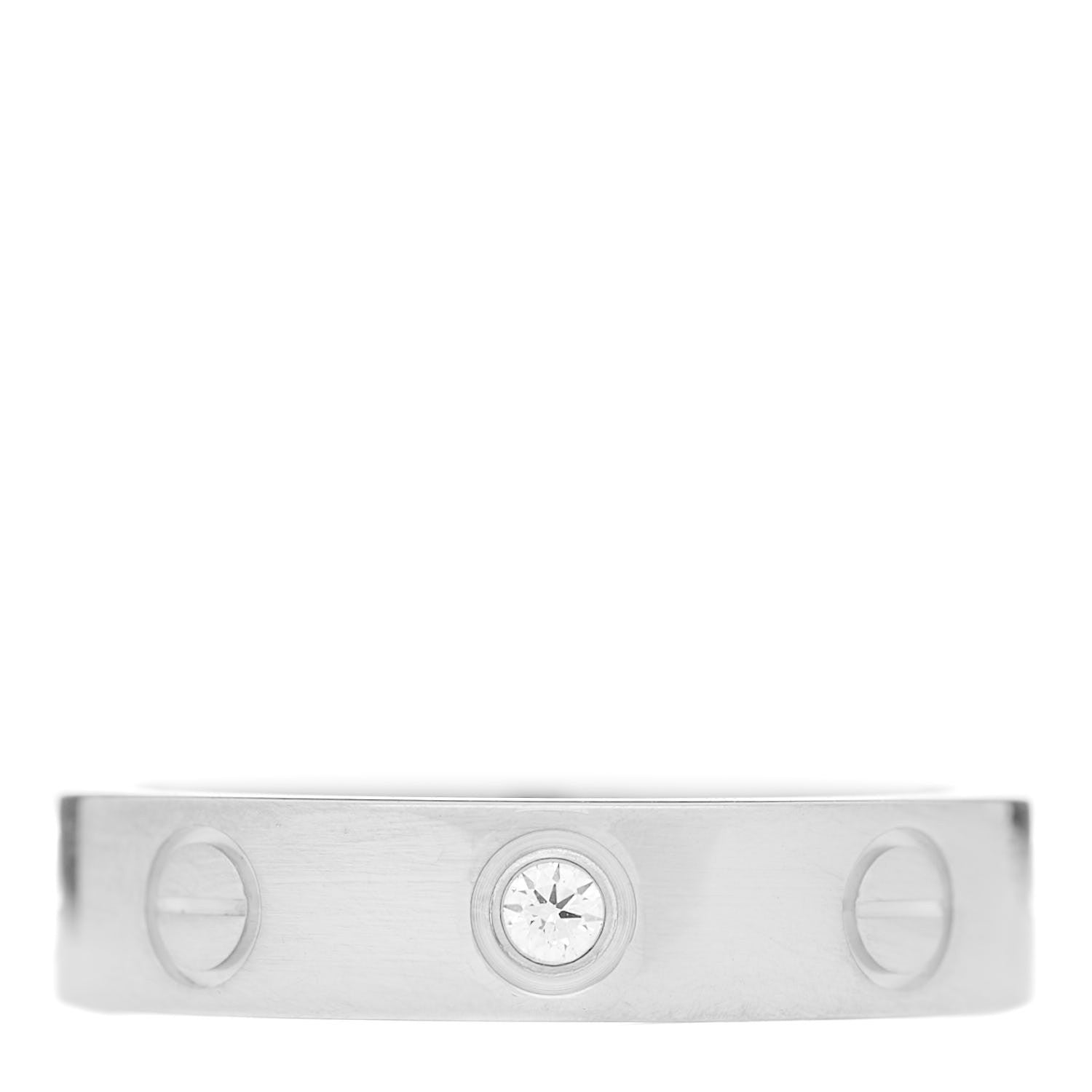 Cartier 18K White Gold Diamond 4mm LOVE Wedding Band Ring 47 4 1 of 4