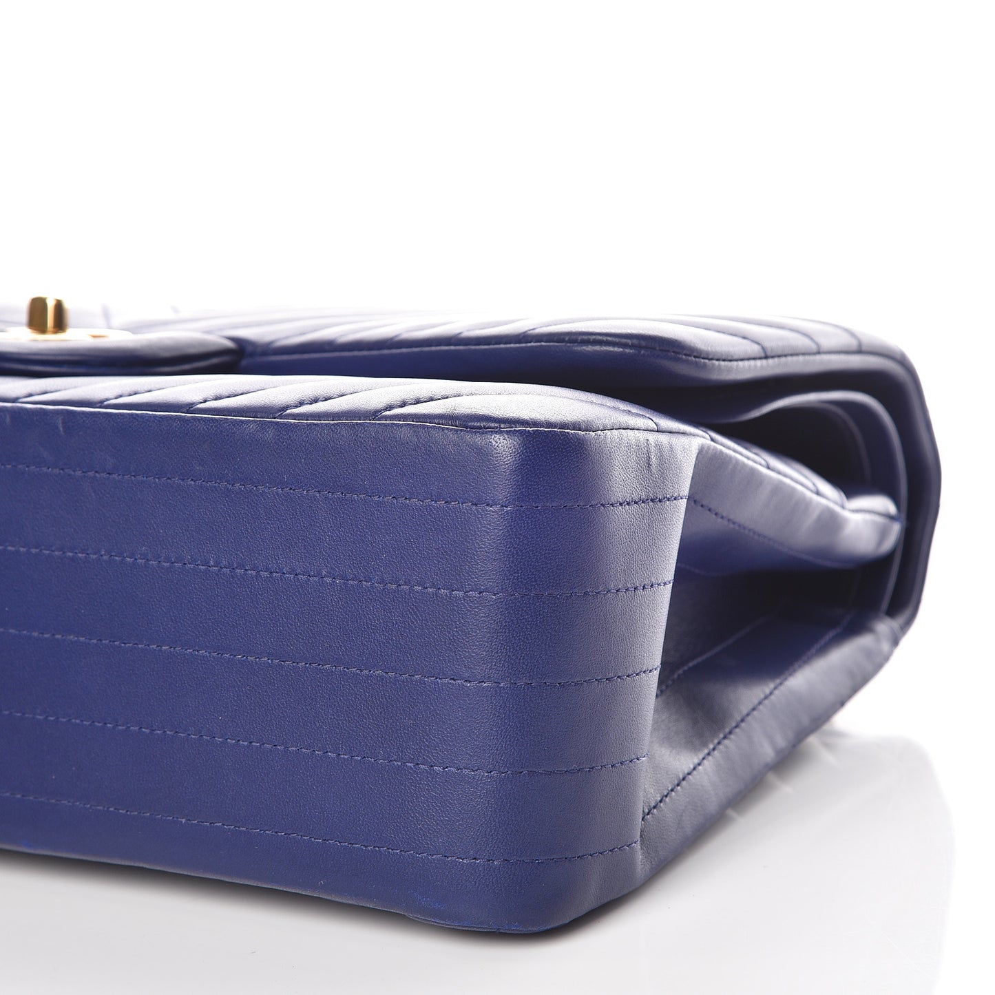 Lambskin Chevron Quilted Jumbo Double Flap Blue