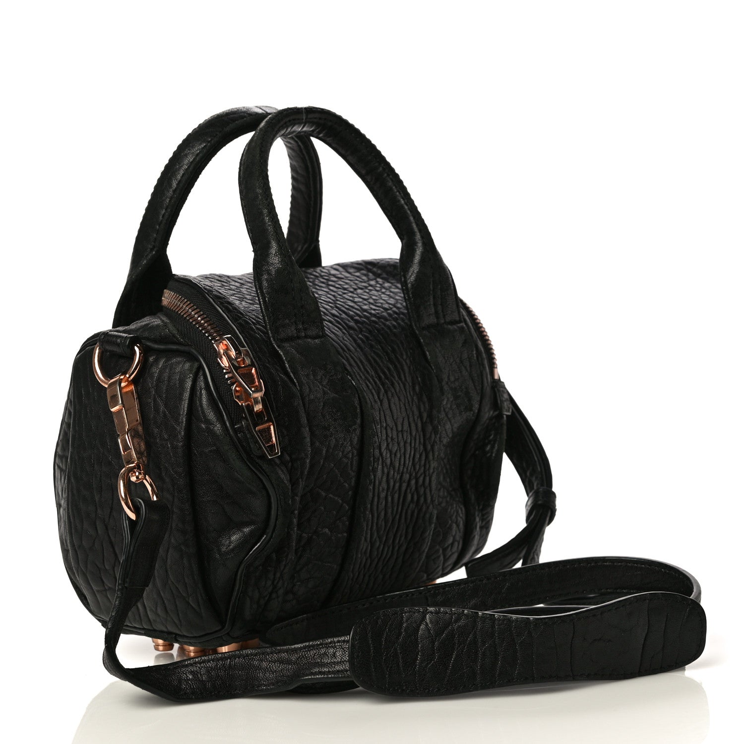 Alexander Wang Pebbled Lambskin Mini Rockie Black Rose Gold Hardware 3 of 18