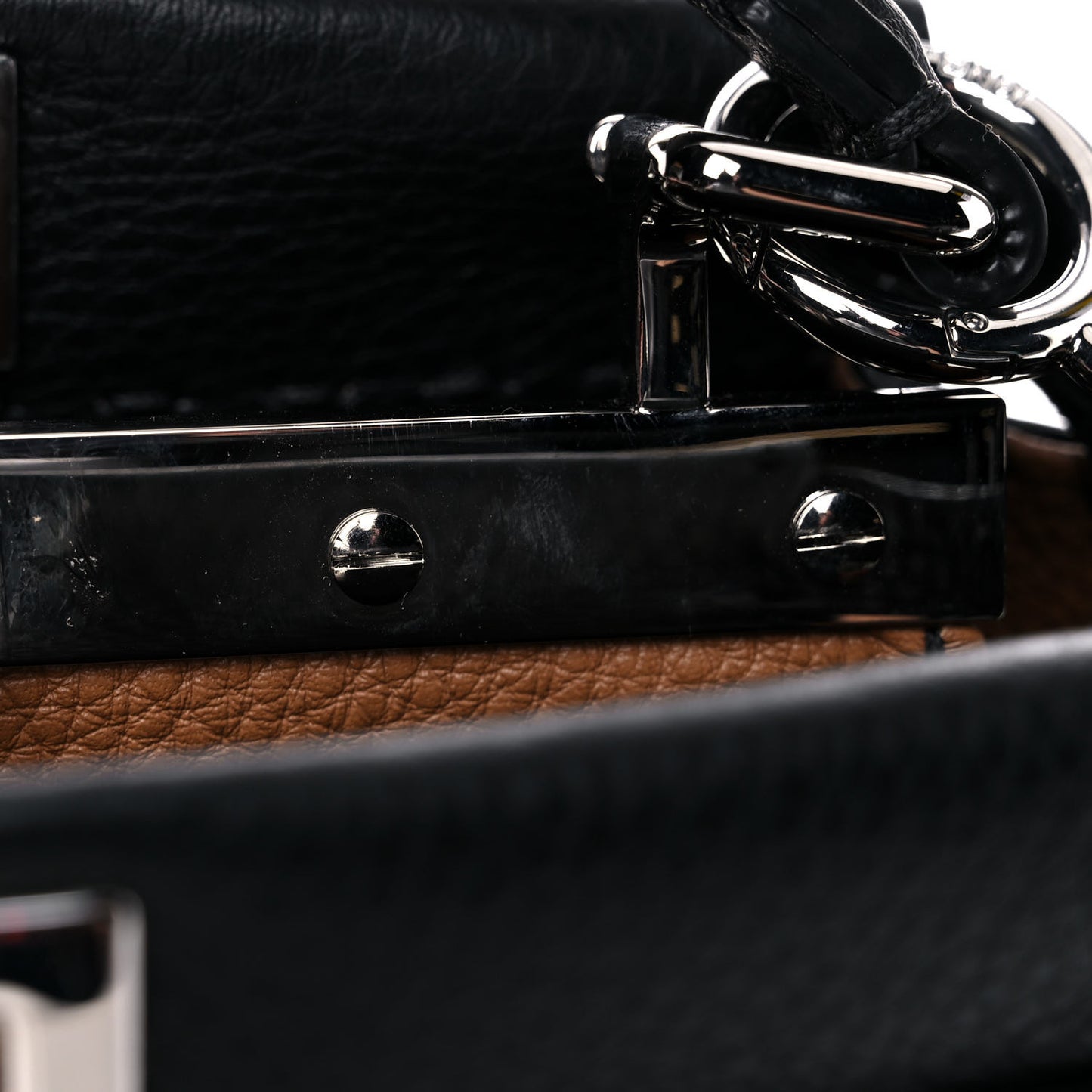 Cuoio Romano Selleria Bi-Color Mini Peekaboo Iconic Satchel Black Mou