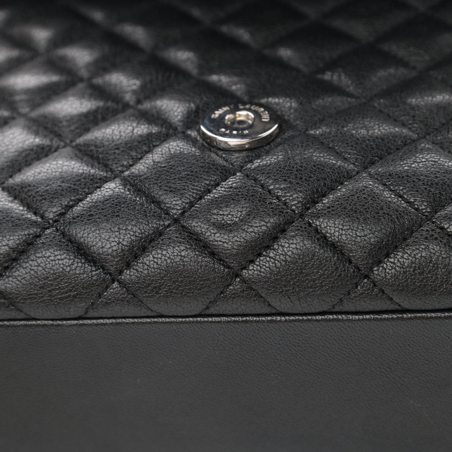 Sheepskin Tri-Quilt Monogram Medium College Bag Black