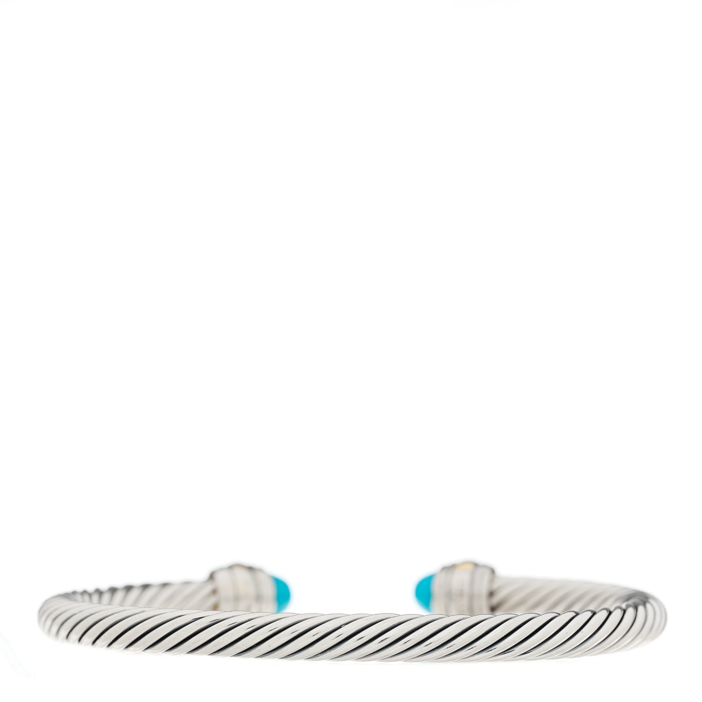 Sterling Silver 14K Yellow Gold Turquoise 5mm Cable Classics Bracelet