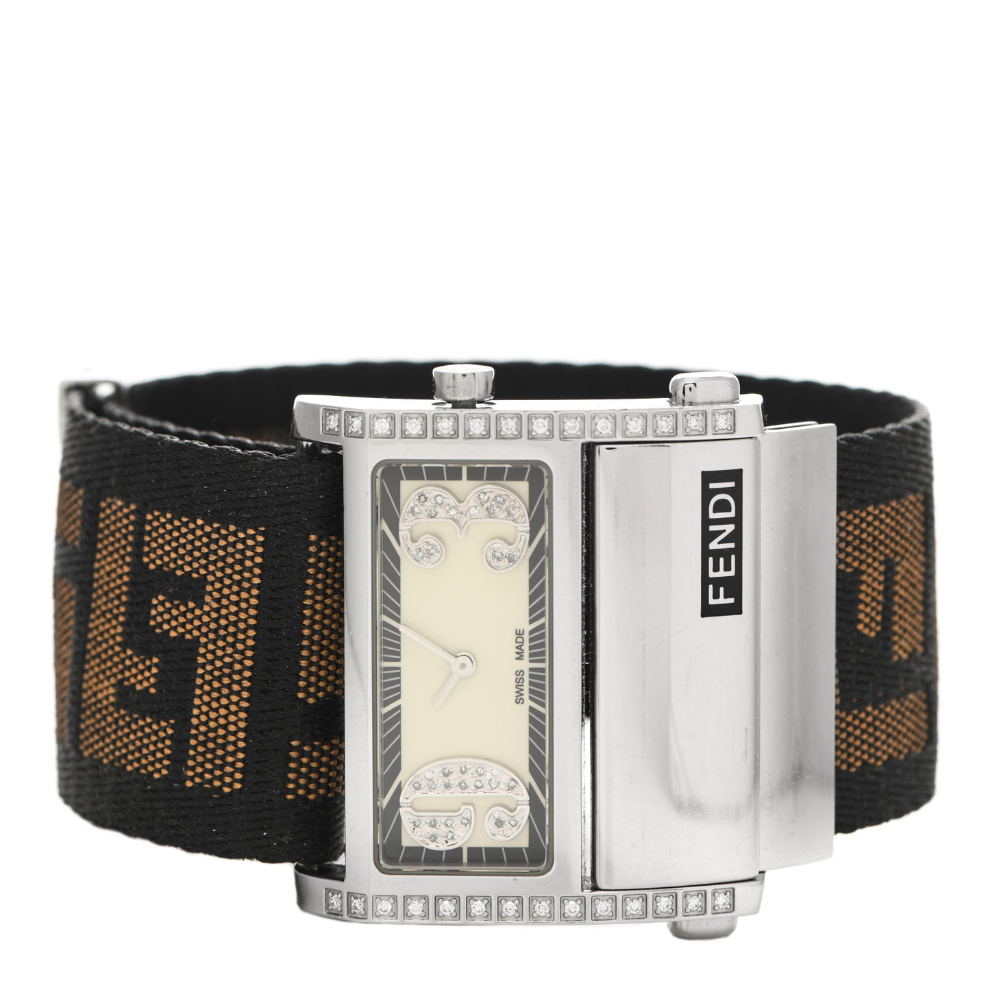 Stainless Steel Canvas Diamond 38mm Zip Code Quartz Watch