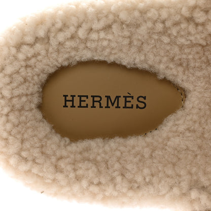 Hermes Suede Goatskin Woolskin Womens Chypre Sandals 38 Golden Beige 7 of 8