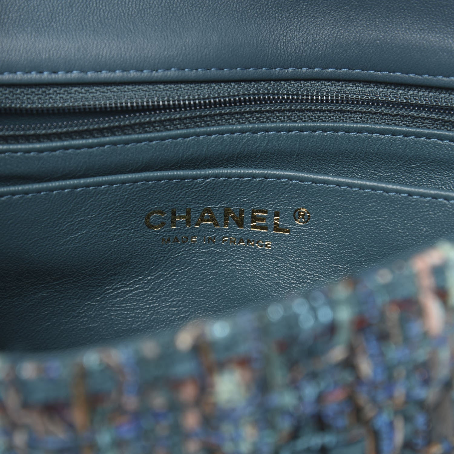 Chanel Tweed Quilted Egyptian Mini Rectangular Flap Turquoise 6 of 11