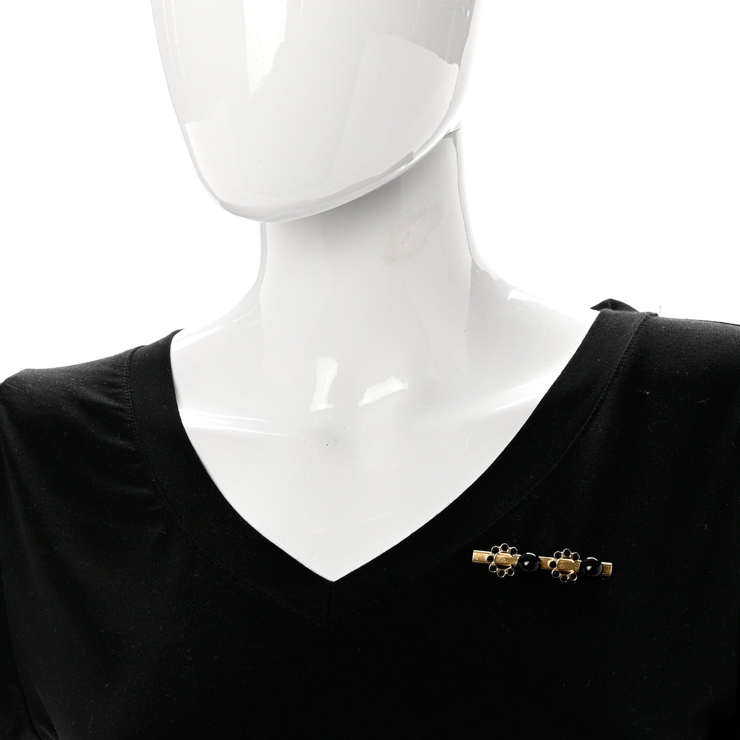 Chanel Crystal Resin Brooch Gold Black 2 of 4