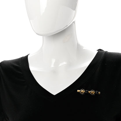 Chanel Crystal Resin Brooch Gold Black 2 of 4