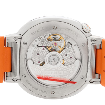 Hermes Stainless Steel Rubber 36mm Cut Automatic Watch Orange 4 of 5