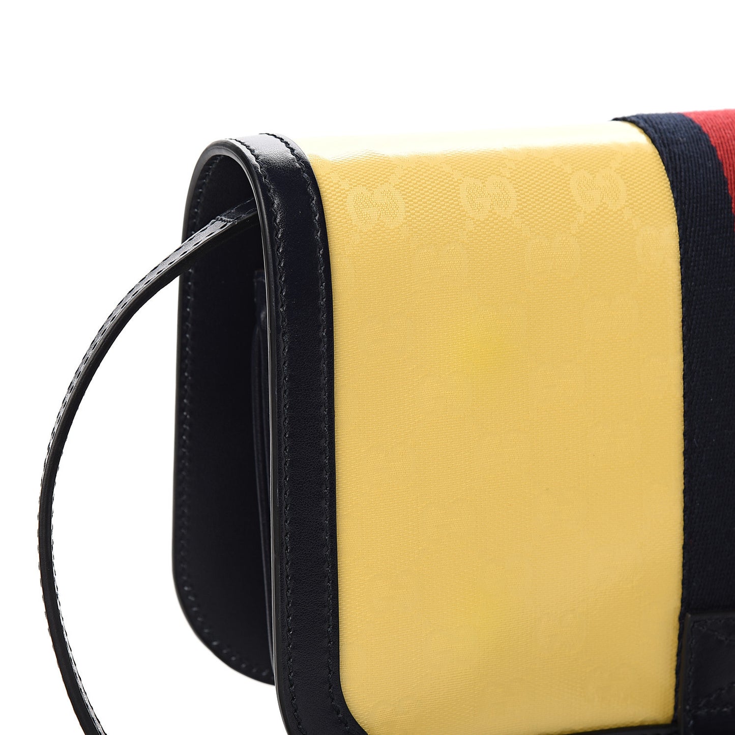 Crystal Monogram Plutone Calfskin Web Ophidia Flap Messenger Bag Straw Yellow Blue