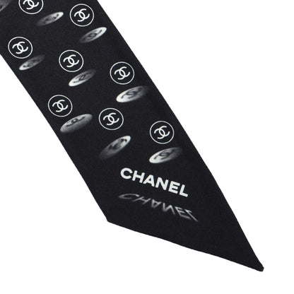 Chanel Silk CC Slim Bandeau Scarf Black 2 of 5