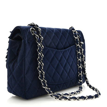 Chanel Satin Paillette Sequin Quilted Medium Single Flap Navy 3 of 9